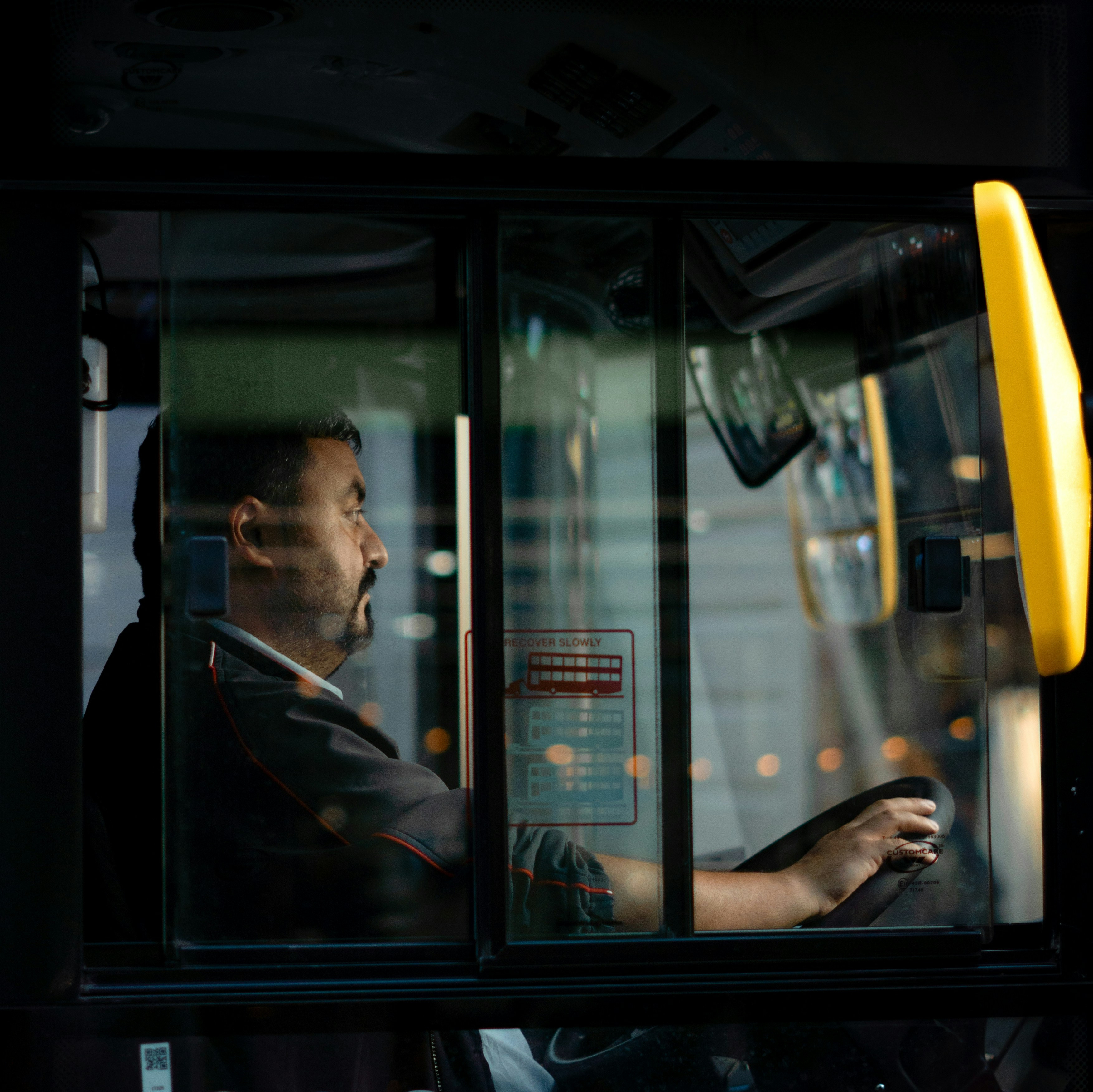School bus driver at the wheel